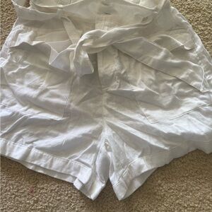 Women's White Tie-Waist Shorts-Never worn